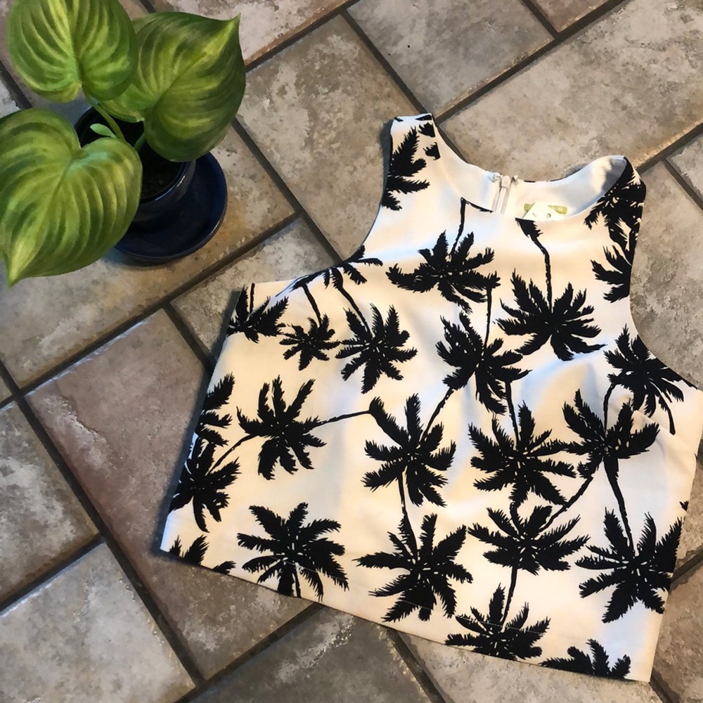 GIANNI BINI Palm Tree Crop Shell- sleeveless, lined